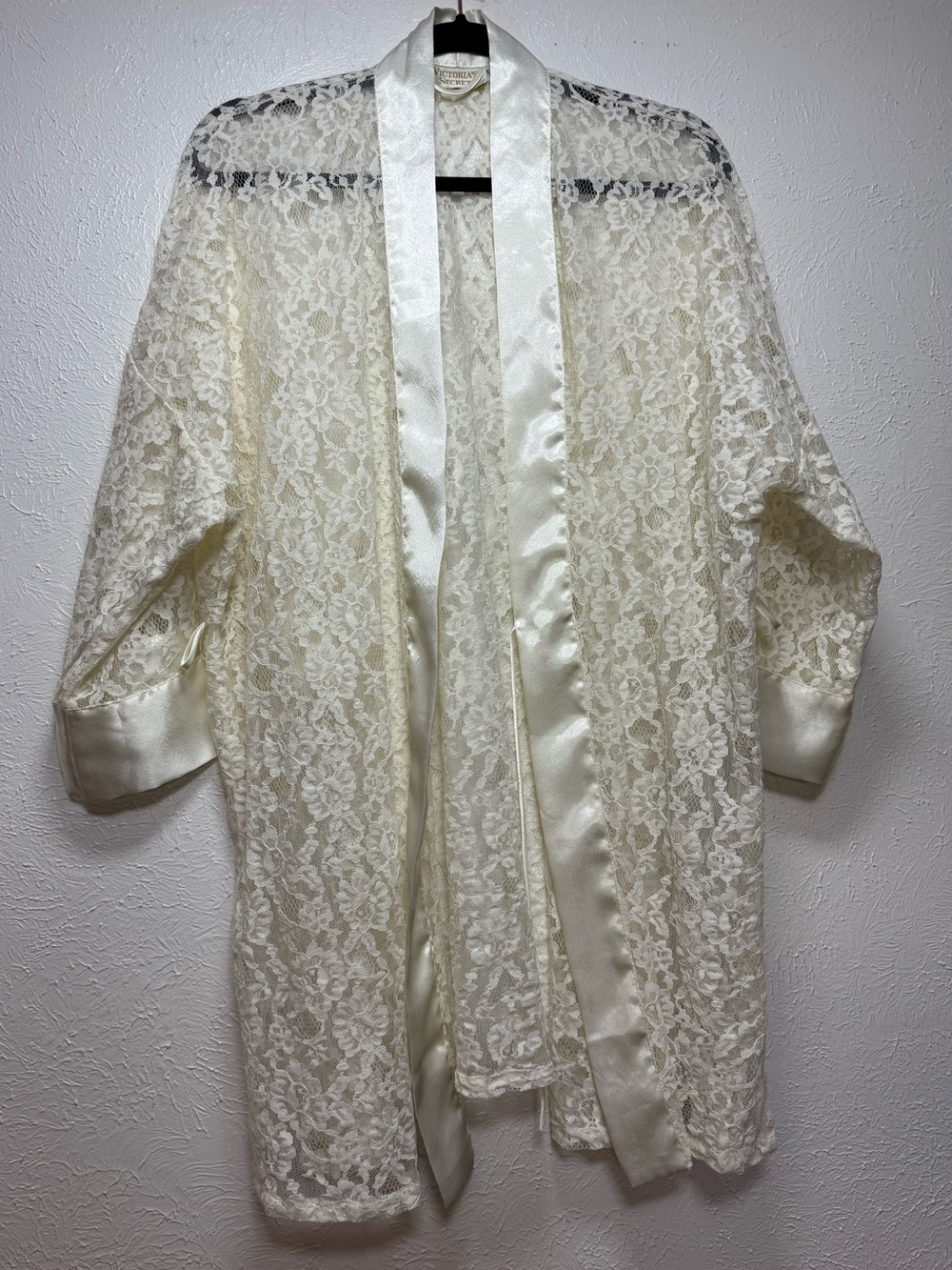 Vintage Victorias Secret Lace & Satin White Lingerie Robe